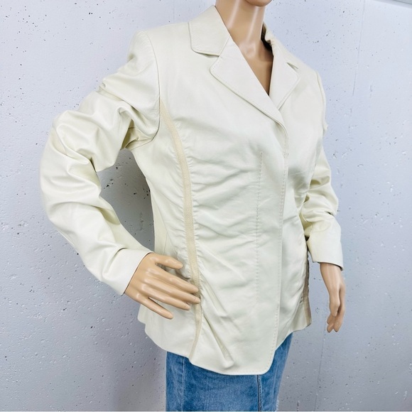 ECCOCI women’s Size 14 Cream/ivory Leather Jacket - Picture 2 of 11